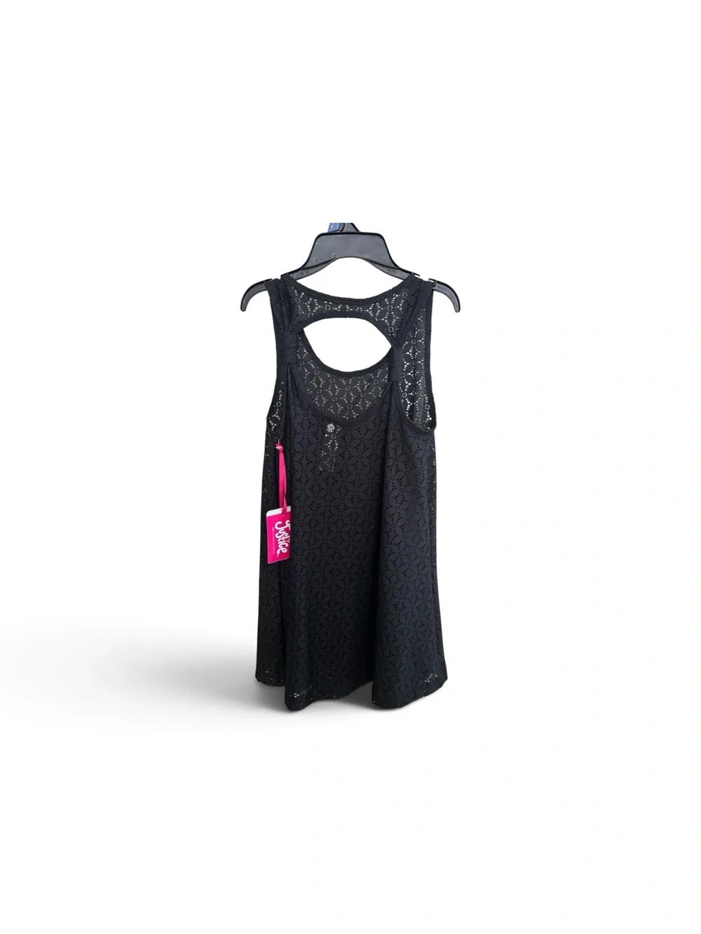 Black Lace Tank Top with Back Cutout -Girls